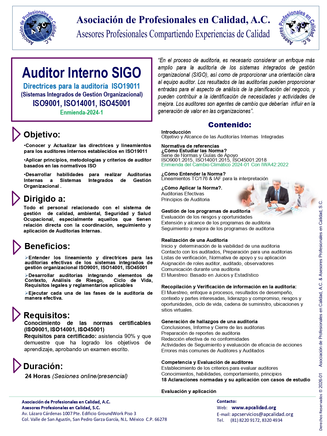 2 SIGO Auditor Interno lineamientos ISO19011 - ISO9_14_45 - 24 horas Rev. 2026-01_page-0002